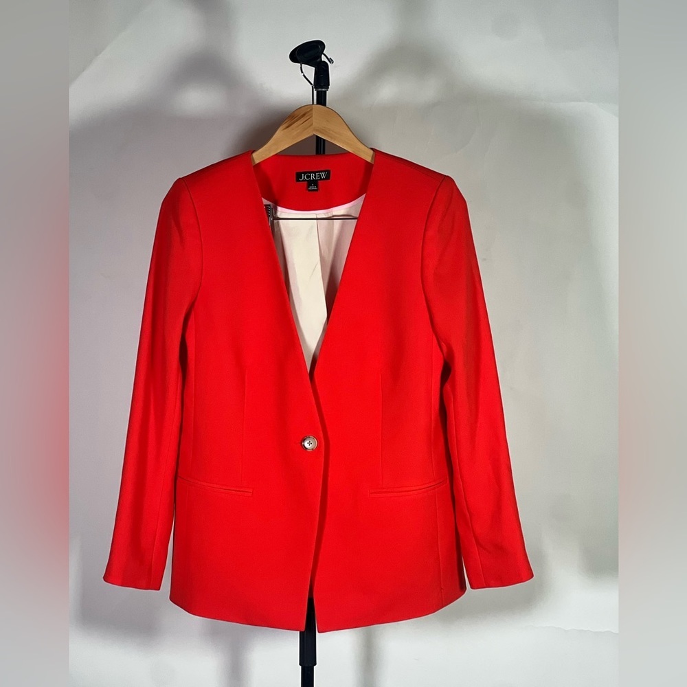 New JCrew Alfie collarless blazer in city crepe - Picture 3 of 6